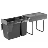 Elite Domestique 30L Steel Twin Slide Out Slim Waste Bin with Door Mount Kit