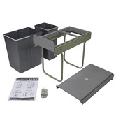 Elite Domestique 30L Steel Twin Slide Out Slim Waste Bin with Door Mount Kit