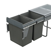 Elite Domestique 40L Steel Twin Slide Out Waste Bin with Door Mount for 400mm Cupboard