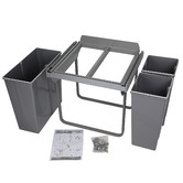 Elite Domestique 68L Steel Triple Slide Out Waste Bin with Door Mount