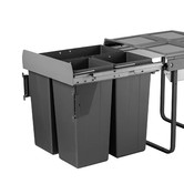 Elite Domestique 68L Steel Triple Slide Out Waste Bin with Door Mount