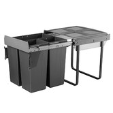 Elite Domestique 68L Steel Triple Slide Out Waste Bin with Door Mount