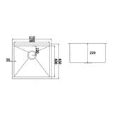 Essential Home Supply Jaco 510mm Single Stainless Steel Kitchen Sink