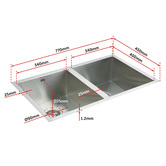 Essential Home Supply Haley 770mm Double Stainless Steel Double Kitchen Sink