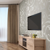 Essential Home Supply Silver Flower Wallpaper