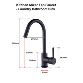 Essential Home Supply Emerald Black Round Gooseneck Kitchen Sink Mixer