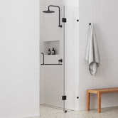 Essential Home Supply Black Prime Glass Shower Screen with Round Handle