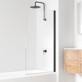 Essential Home Supply Opal Matte Black Above Bath Pivoting Shower Screen