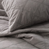 Chiswick Living Charcoal Attwood Vintage Stonewashed Quilted Cotton Coverlet Set