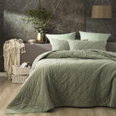 Chiswick Living Fern Attwood Vintage Stonewashed Quilted Cotton Coverlet Set