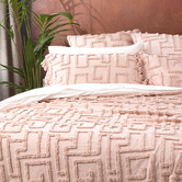 Chiswick Living Blush Riley Vintage Washed Tufted Cotton Bed Cover Set