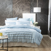 Chiswick Living Blue Classic Vintage Washed Tufted Cotton Quilt Cover Set