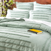 Chiswick Living Sage Classic Vintage Washed Tufted Cotton Quilt Cover Set