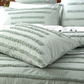 Chiswick Living Sage Classic Vintage Washed Tufted Cotton Quilt Cover Set