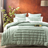 Chiswick Living Sage Classic Vintage Washed Tufted Cotton Quilt Cover Set