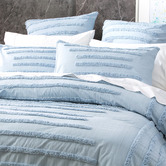 Chiswick Living Blue Classic Vintage Washed Tufted Cotton Quilt Cover Set