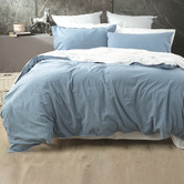 Chiswick Living Blue Essentials Vintage Stonewashed Reversible Quilt Cover Set