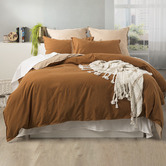 Chiswick Living Wood Essentials Vintage Stonewashed Reversible Quilt Cover Set