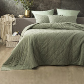 Chiswick Living Fern Attwood Vintage Stonewashed Quilted Cotton Coverlet Set