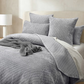 Chiswick Living Silver Line Cross Stitch Quillon Velvet Coverlet Set