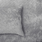 Chiswick Living Silver Line Cross Stitch Quillon Velvet Coverlet Set