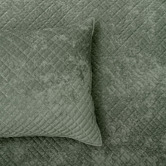 Chiswick Living Green Cross Stitch Quillon Velvet Coverlet Set