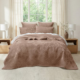 Chiswick Living Wood Cross Stitch Quillon Velvet Coverlet Set