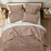Chiswick Living Wood Cross Stitch Quillon Velvet Coverlet Set