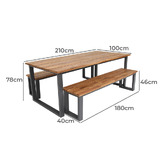 Oakglen Outdoors 4 Seater Keziah Outdoor Dining Table &amp; Bench Set