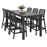 Oakglen Outdoors 6 Seater Rowan Outdoor Bar Table &amp; Lucien Stool Set
