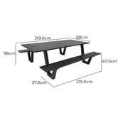 Oakglen Outdoors 6 Seater Opaline Aluminium Outdoor Dining Table with Benches