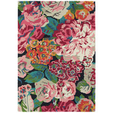 Sanderson Cerise Rose &amp; Peony Hand-Tufted Wool Rug