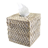 Natura Kitchen Whitewash Square Rattan Tissue Box Cover