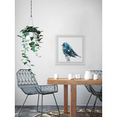 Barley Cove Chubby Blue Bird Framed Printed Wall Art