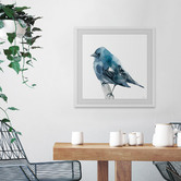 Barley Cove Chubby Blue Bird Framed Printed Wall Art