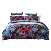 Logan &amp; Mason Azure Bloom Cotton Sateen Quilt Cover Set