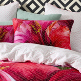 Logan &amp; Mason Hibiscus Hue Cotton Sateen Quilt Cover Set