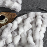 Platinum Collection Silver Faux Rabbit Fur Single Throw