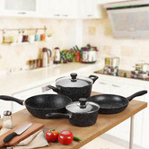 Gourmet Kitchen 4 Piece Non-Stick Marble-Coated Cookware Set