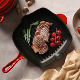 Lifestyle Traders 2 Piece Cast Iron Fry Pan &amp; Grill Pan Set