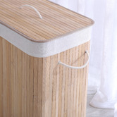 Lifestyle Traders 2 Section Bamboo Foldable Laundry Hamper
