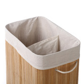 Lifestyle Traders 2 Section Bamboo Foldable Laundry Hamper