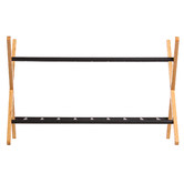 Lifestyle Traders Black &amp; Natural Quennie 2-Tier Bamboo &amp; Metal Shoe Rack