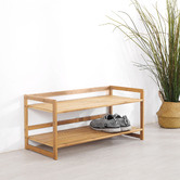Lifestyle Traders Natural Jenkins 2 Tier Bamboo Shoe Rack