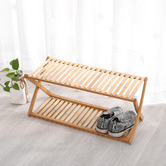 Lifestyle Traders Harold 2 Tier Bamboo Portable Shoe Rack