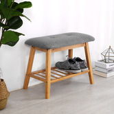 Lifestyle Traders Natural &amp; Grey Candice Bamboo Shoe Rack