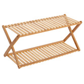 Lifestyle Traders Harold 2 Tier Bamboo Portable Shoe Rack
