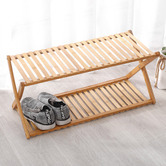 Lifestyle Traders Harold 2 Tier Bamboo Portable Shoe Rack
