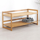 Lifestyle Traders Natural Jenkins 2 Tier Bamboo Shoe Rack
