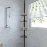 Lifestyle Traders Adjustable 4 Tier Metal Corner Shower Rack